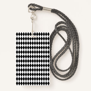 Elegant White Black Harlequin Geometric Rhombuses Badge