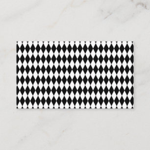 Elegant White Black Harlequin Geometric Rhombuses Business Card