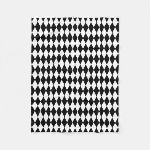 Elegant White Black Harlequin Geometric Rhombuses Fleece Blanket