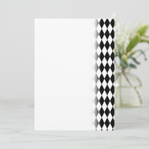 Elegant White Black Harlequin Geometric Rhombuses Save The Date