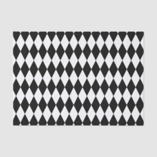 Elegant White Black Harlequin Geometric Rhombuses Tissue Paper