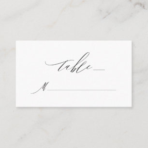 Elegant White Black Modern Script Monogram Wedding Place Card