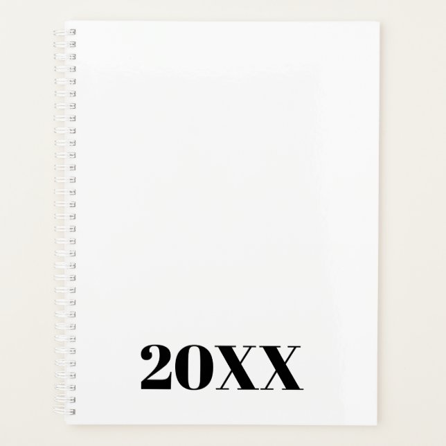 Elegant white black modern typography custom year planner (Front)