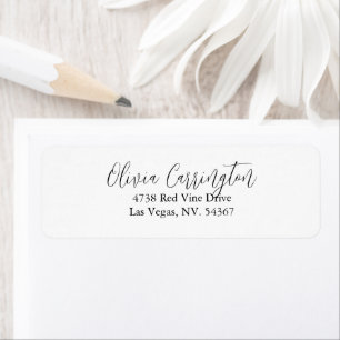 Elegant White & Black Script Label