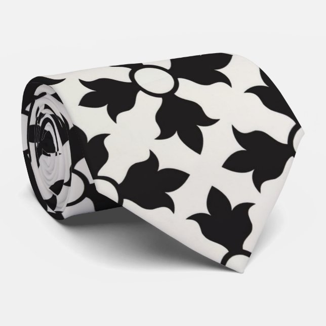 Elegant White Black tie (Rolled)