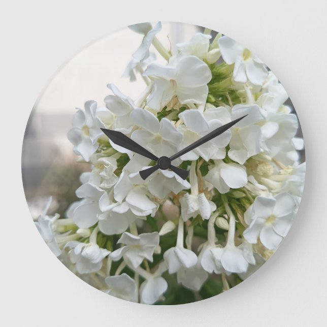 Elegant White Blossom Floral Wall Clock (Front)