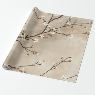 Elegant White Blossom Minimal Branch Wrapping Paper