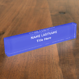 Elegant white & Blue custom name Desk Nameplate
