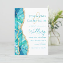 Elegant White Blue Gold Glitter Watercolor Wedding