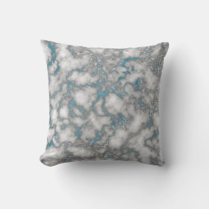 Elegant White Blue Marble Throw Pillow