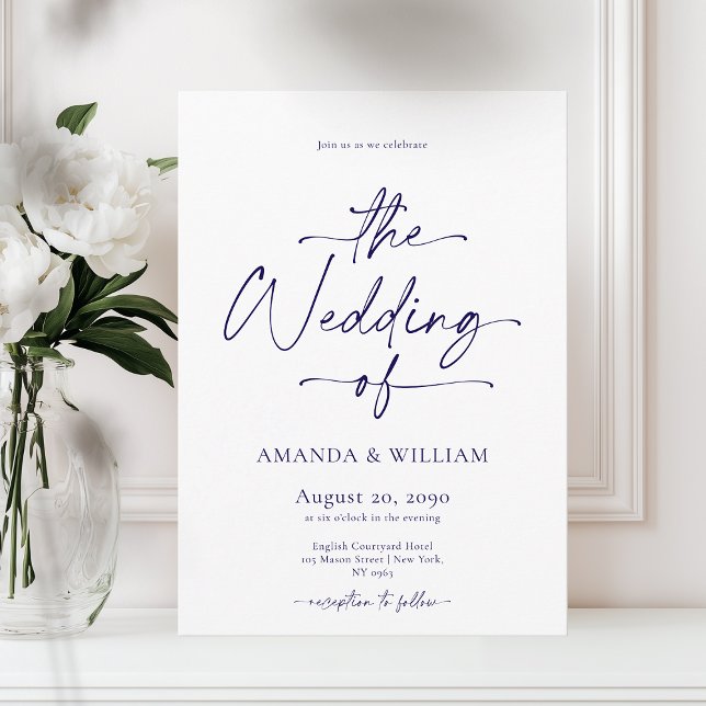 Elegant White & Blue Wedding Invitation (Creator Uploaded)