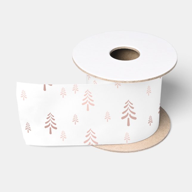 Elegant White Blush Pink Christmas Tree Satin Ribbon (Spool)