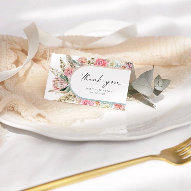 Elegant White Bohemian Floral Thank You Card (Creator Uploaded)