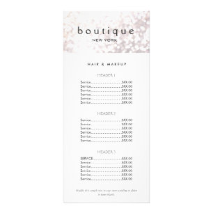 Elegant White Bokeh Salon Price List Menu