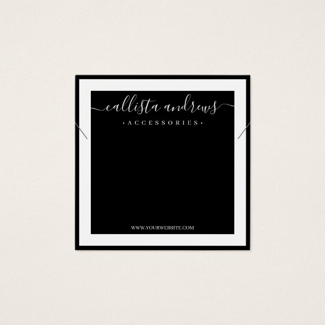 Elegant White Border Cursive Necklace Display (Front)