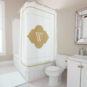 Elegant white Border Monogram Letter Shower