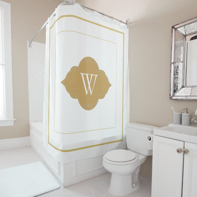 Elegant white Border Monogram Letter Shower (In Situ)