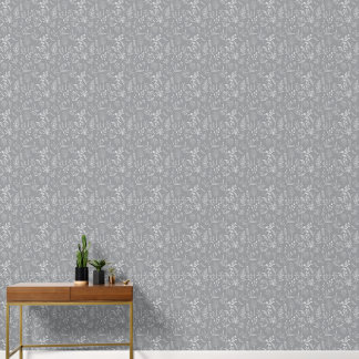 Elegant White Botanical Line Art Customizable Wallpaper