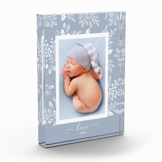 Elegant White Botanicals Photo Block (Left)