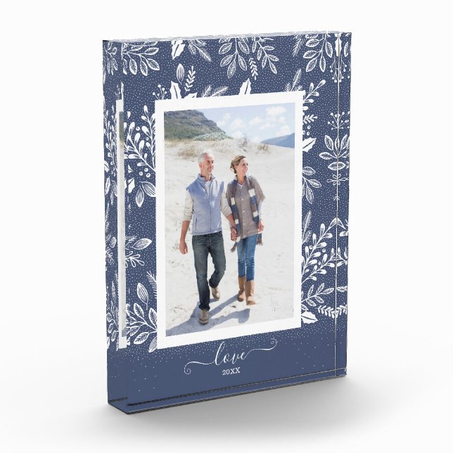 Elegant White Botanicals Photo Block (Left)