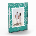 Elegant White Botanicals Photo Block<br><div class="desc">This charming photo block features your favourite photo surrounded with a beautiful border of white foliage, dots and berries on a turquoise background. CHANGE the background colour to MATCH your photo. CHANGE the LOVE text to anything - TIP: put your text between the two squares to retain the text swashes....</div>