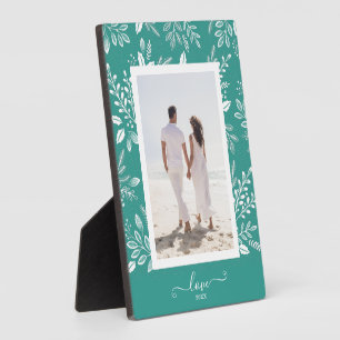 Elegant White Botanicals Tabletop Easel Photo Plaque