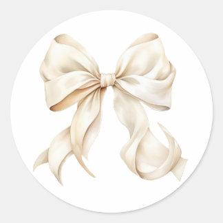 Elegant White Bow Baby Shower  Classic Round Sticker