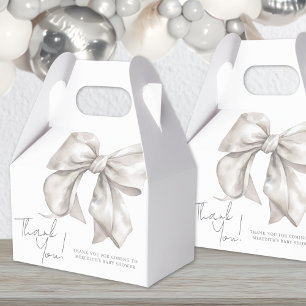 Elegant White Bow Baby Shower Favor Box