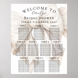Elegant White Bow Bridal Shower Seating Chart
