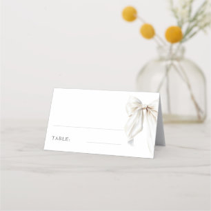 Elegant White Bow Bridal Shower Table Place Card