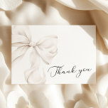 Elegant White Bow Bridal Shower Thank You Card<br><div class="desc">"She's tying the knot" theme bridal shower thank you card with an elegant white bow design.</div>