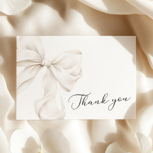 Elegant White Bow Bridal Shower Thank You Card
