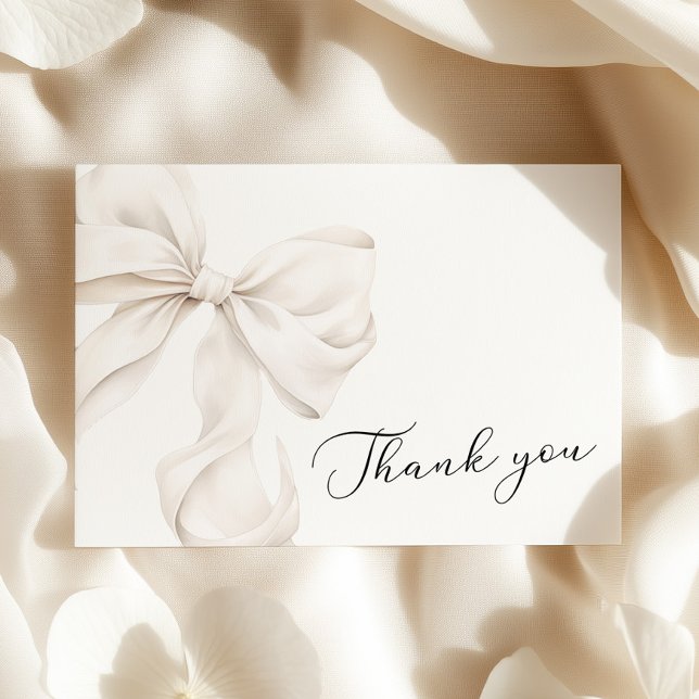 Elegant White Bow Bridal Shower Thank You Card (Creator Uploaded)