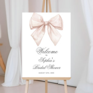Elegant White Bow Bridal Shower Welcome Sign