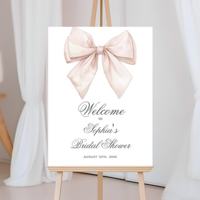 Elegant White Bow Bridal Shower Welcome Sign (Creator Uploaded)