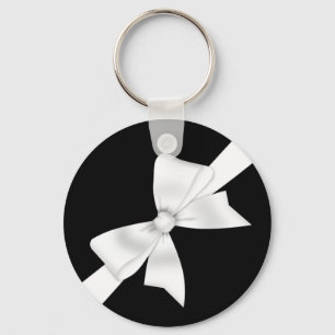 Elegant White Bow Keychain
