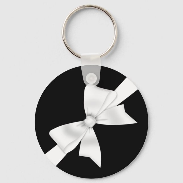 Elegant White Bow Keychain (Front)