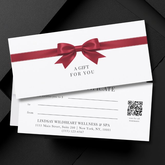 Elegant White Bow QR Code Gift Certificate (Elegant White Bow QR Code Gift Certificate)
