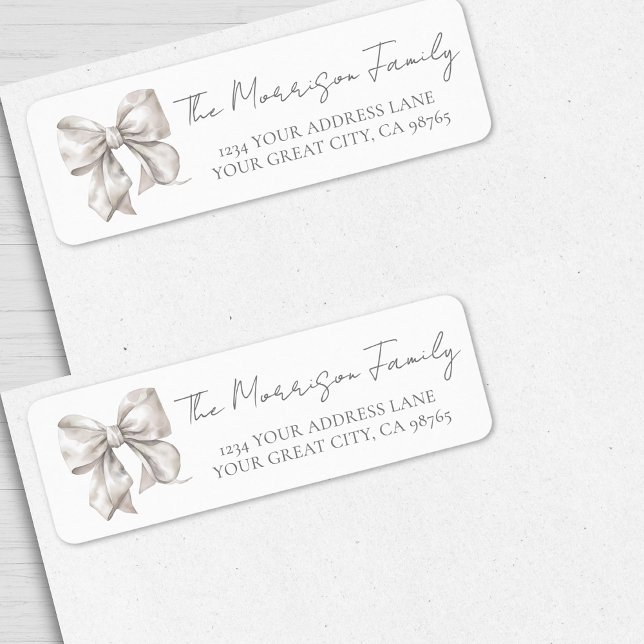 Elegant White Bow Return Address (Elegant White Bow Return Address label)