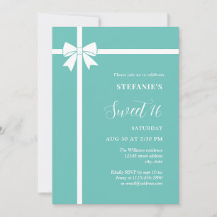 Elegant White Bow Sweet 16 Girl Birthday Party Invitation