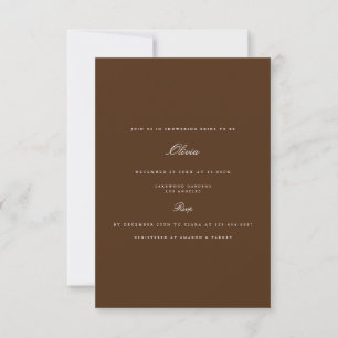 Elegant White & Brown Bridal Shower Invitation