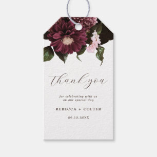 Elegant White Burgundy Floral Wedding Gift Tags