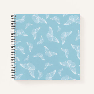Elegant White Butterflies Ditsy Pattern Notebook