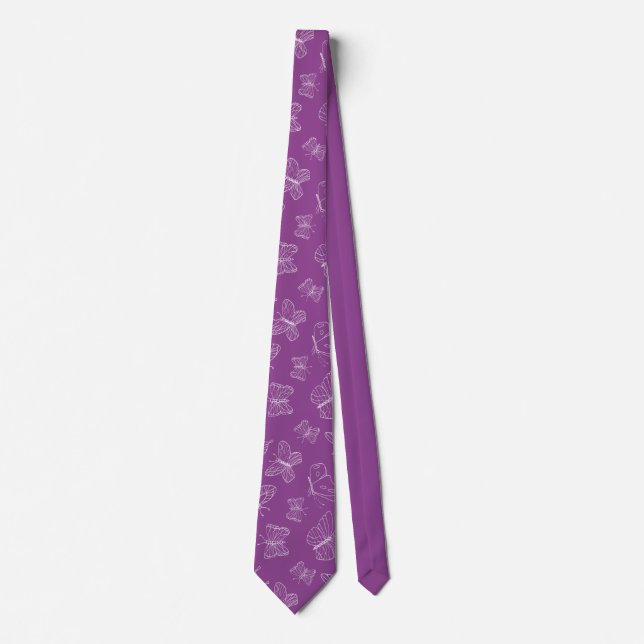 Elegant White Butterflies Orchid Stylish Trendy Tie (Front)