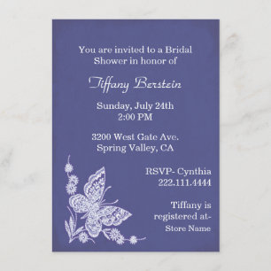 Elegant White Butterfly Bridal Shower Invitation
