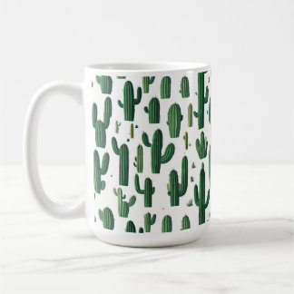 Elegant White Cactus Design Mug
