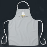 Elegant White Cake with Florals Apron<br><div class="desc">An elegant white tiered cake decorated with flowers sits atop a faux gold cake stand for a beautiful motif on this bakery or cake decorator's personalized apron. Update the calligraphic text with your name or business name for an instant logo. Art and design © 1201AM Design Studio | www.1201am.com</div>