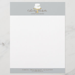 Elegant White Cake with Florals Cake Decorating Letterhead