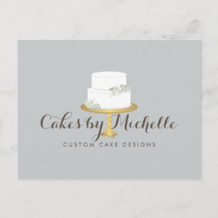 Elegant White Cake with Florals Cake Decorating Postcard