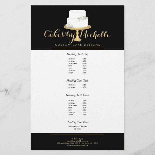 Elegant White Cake with Florals II Cake Decorating Flyer (Front)